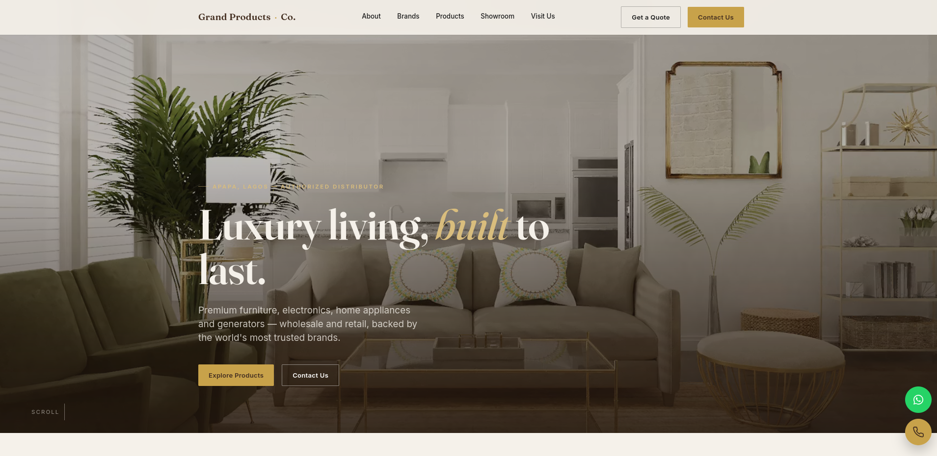Business website homepage screenshot