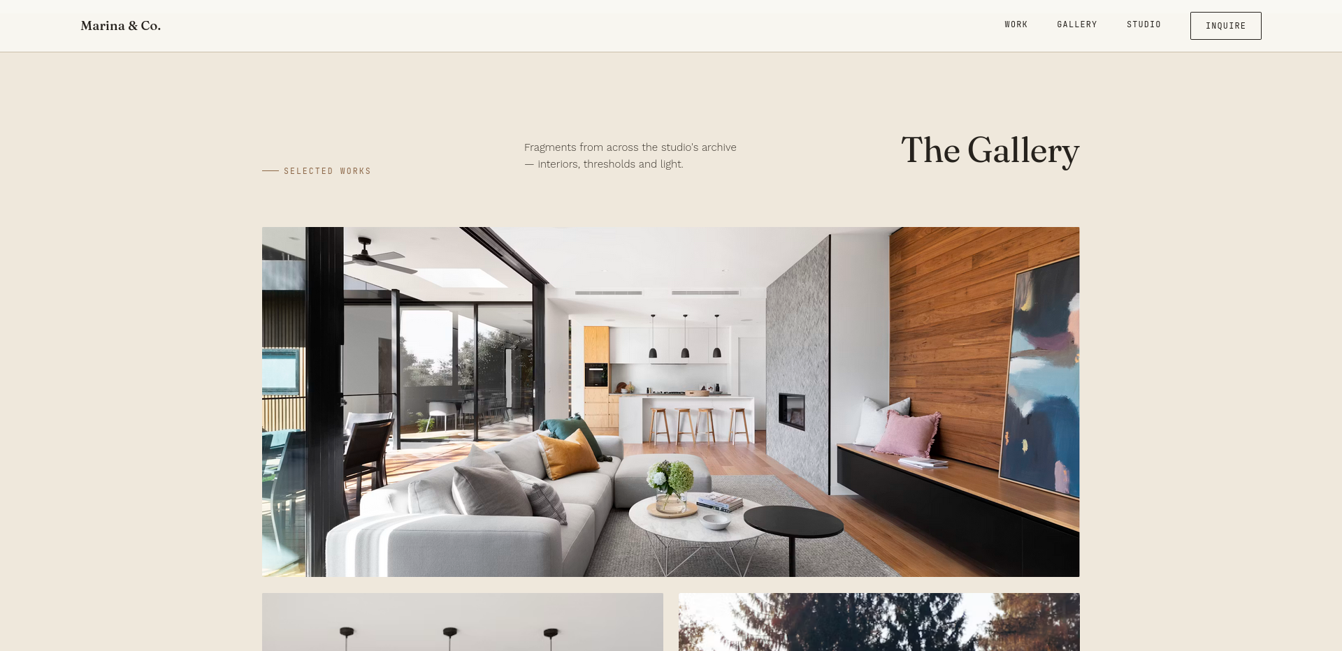 Architecture portfolio gallery screenshot